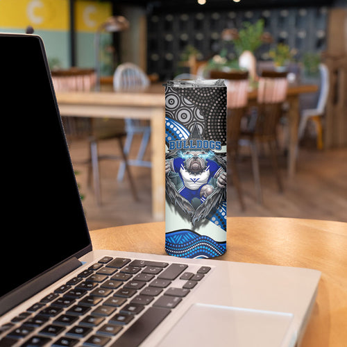 Canterbury Bankstown Bulldogs Rugby Skinny Tumbler The Scream of Lightning Eyes - Indigenous Dot Ripping Effect