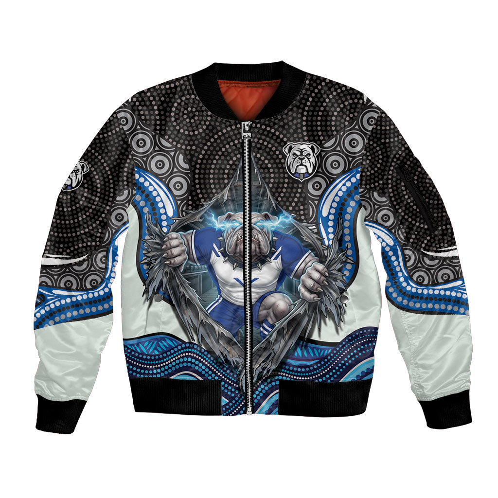 Canterbury Bankstown Bulldogs Rugby Sleeve Zip Bomber Jacket The Scream of Lightning Eyes - Indigenous Dot Ripping Effect