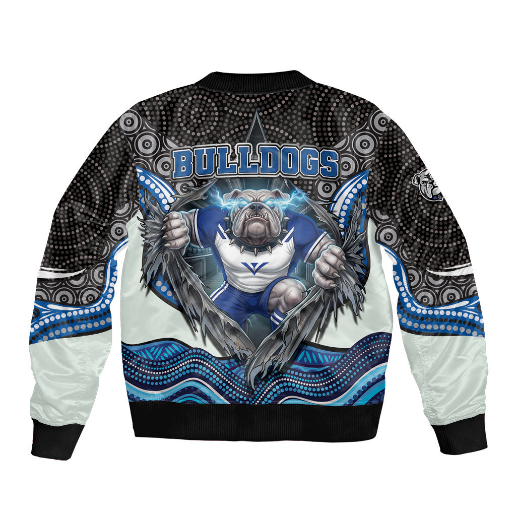 Canterbury Bankstown Bulldogs Rugby Sleeve Zip Bomber Jacket The Scream of Lightning Eyes - Indigenous Dot Ripping Effect