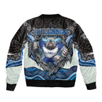 Canterbury Bankstown Bulldogs Rugby Sleeve Zip Bomber Jacket The Scream of Lightning Eyes - Indigenous Dot Ripping Effect