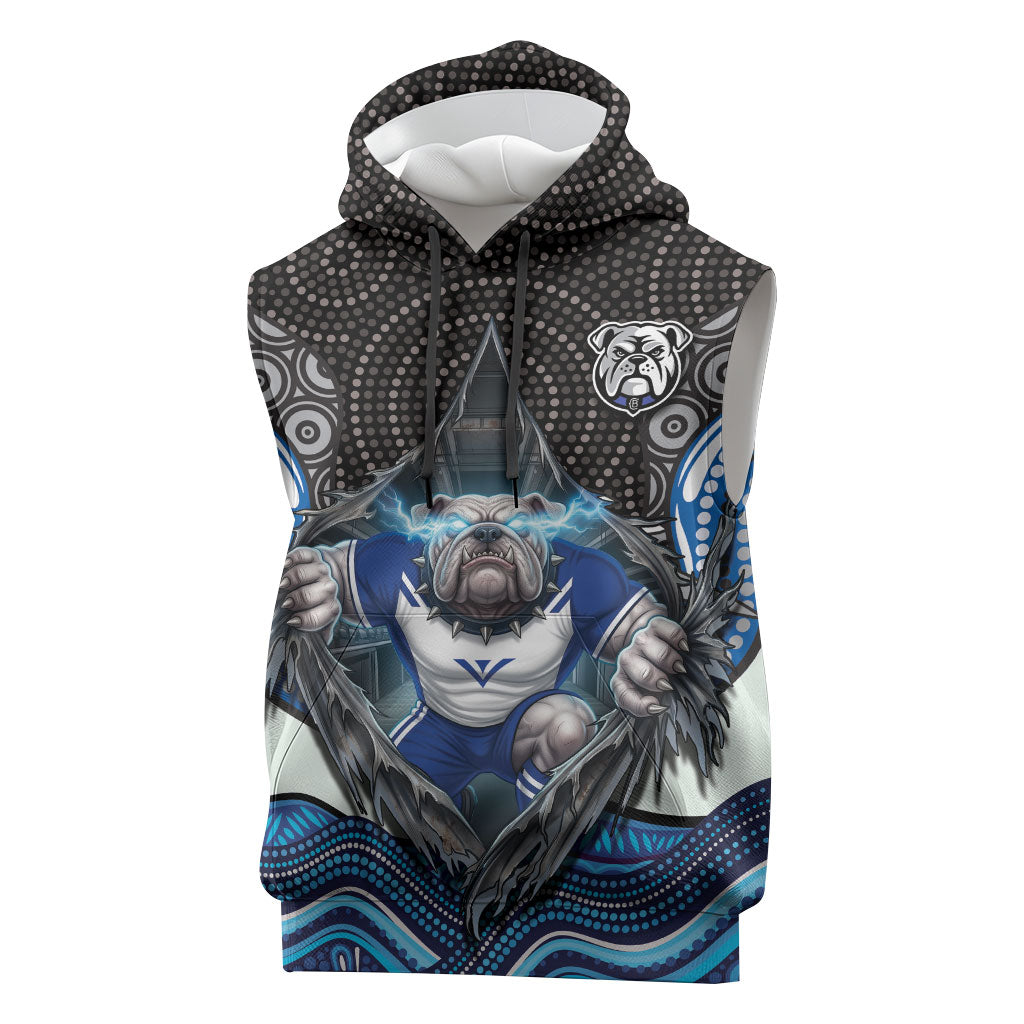 Canterbury Bankstown Bulldogs Rugby Sleeveless Hoodie The Scream of Lightning Eyes - Indigenous Dot Ripping Effect