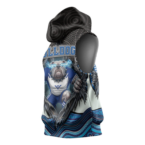 Canterbury Bankstown Bulldogs Rugby Sleeveless Hoodie The Scream of Lightning Eyes - Indigenous Dot Ripping Effect