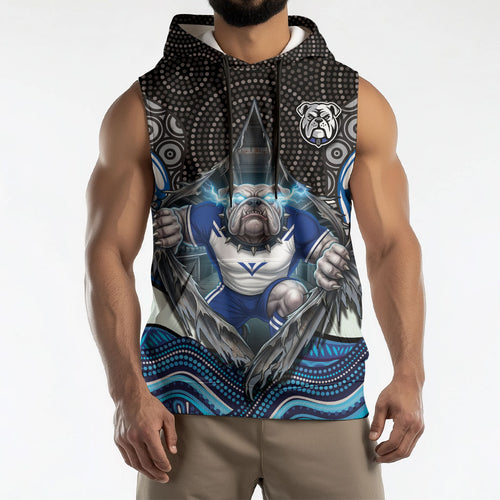 Canterbury Bankstown Bulldogs Rugby Sleeveless Hoodie The Scream of Lightning Eyes - Indigenous Dot Ripping Effect