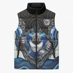 Canterbury Bankstown Bulldogs Rugby Sleeveless Puffer Jacket The Scream of Lightning Eyes - Indigenous Dot Ripping Effect
