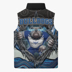 Canterbury Bankstown Bulldogs Rugby Sleeveless Puffer Jacket The Scream of Lightning Eyes - Indigenous Dot Ripping Effect