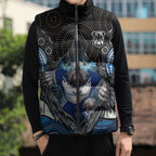 Canterbury Bankstown Bulldogs Rugby Sleeveless Puffer Jacket The Scream of Lightning Eyes - Indigenous Dot Ripping Effect