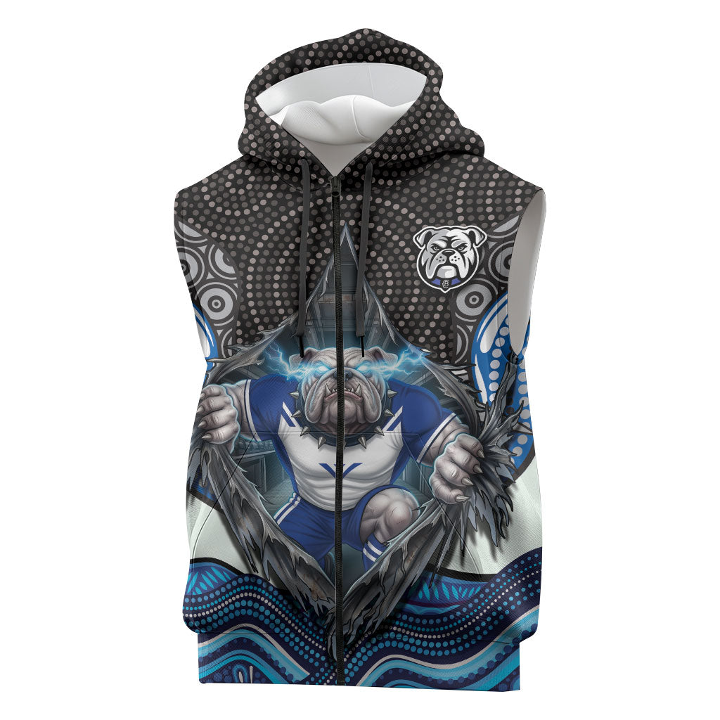 Canterbury Bankstown Bulldogs Rugby Sleeveless Zip Hoodie The Scream of Lightning Eyes - Indigenous Dot Ripping Effect