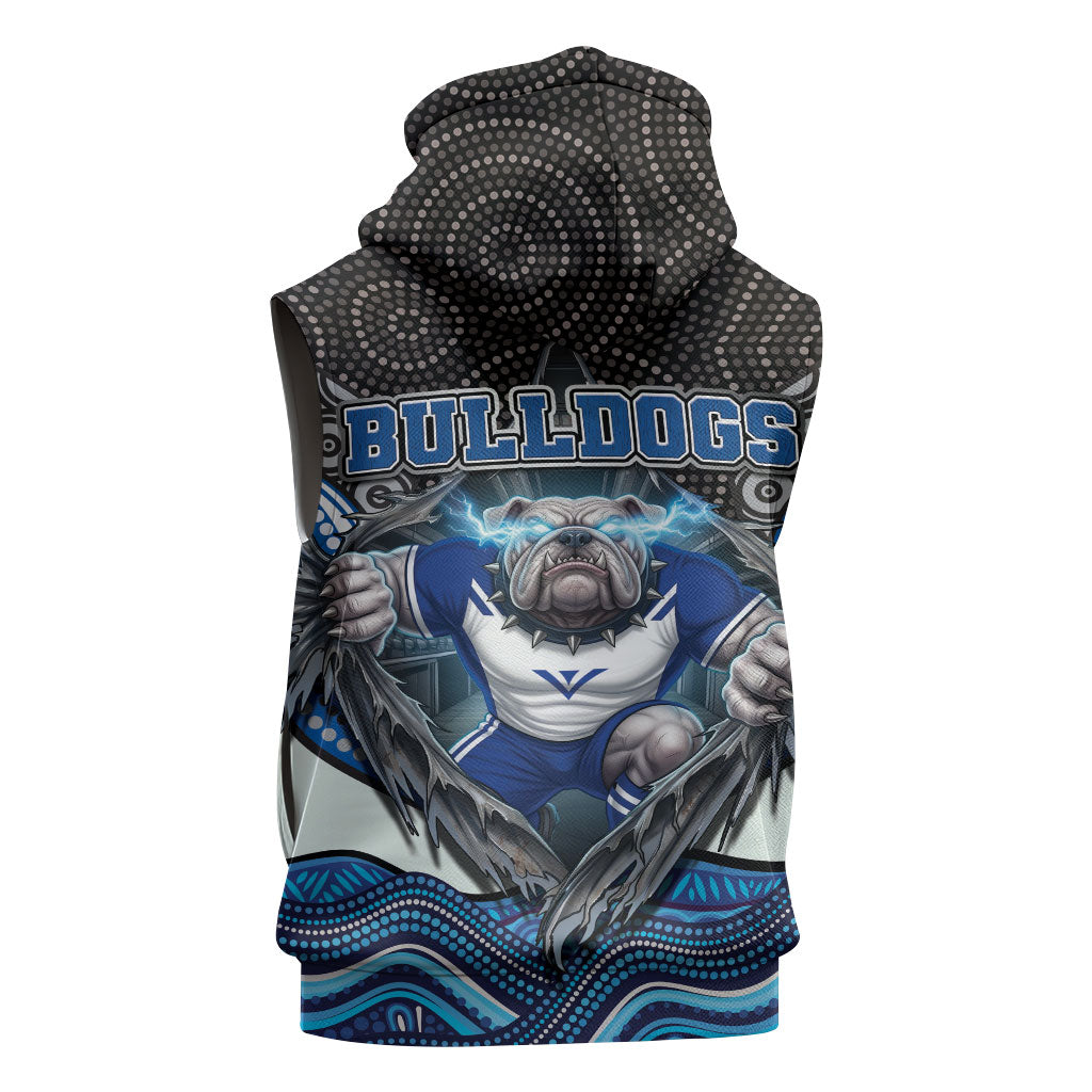 Canterbury Bankstown Bulldogs Rugby Sleeveless Zip Hoodie The Scream of Lightning Eyes - Indigenous Dot Ripping Effect