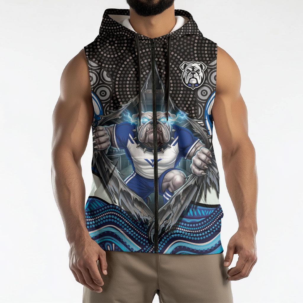 Canterbury Bankstown Bulldogs Rugby Sleeveless Zip Hoodie The Scream of Lightning Eyes - Indigenous Dot Ripping Effect