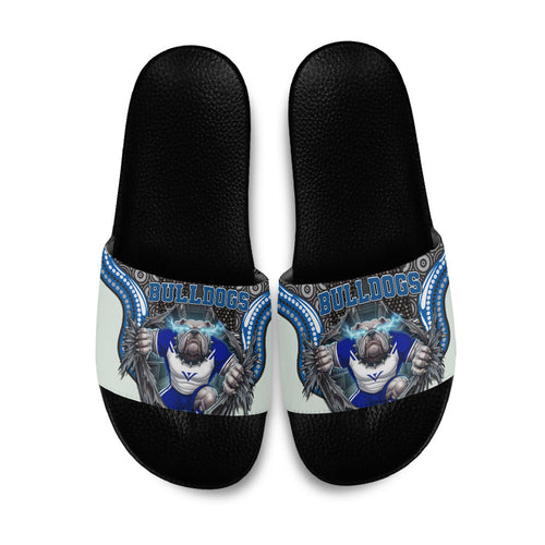 Canterbury Bankstown Bulldogs Rugby Slide Sandals The Scream of Lightning Eyes - Indigenous Dot Ripping Effect