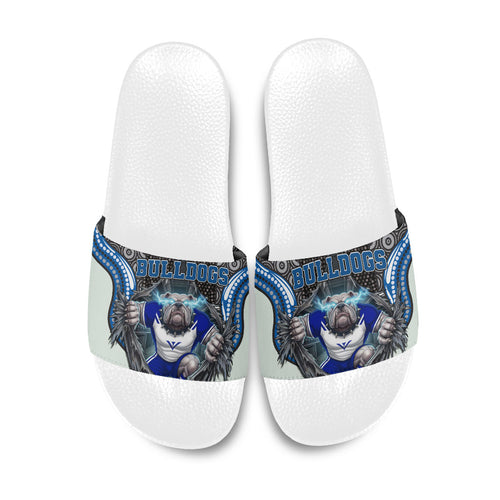 Canterbury Bankstown Bulldogs Rugby Slide Sandals The Scream of Lightning Eyes - Indigenous Dot Ripping Effect