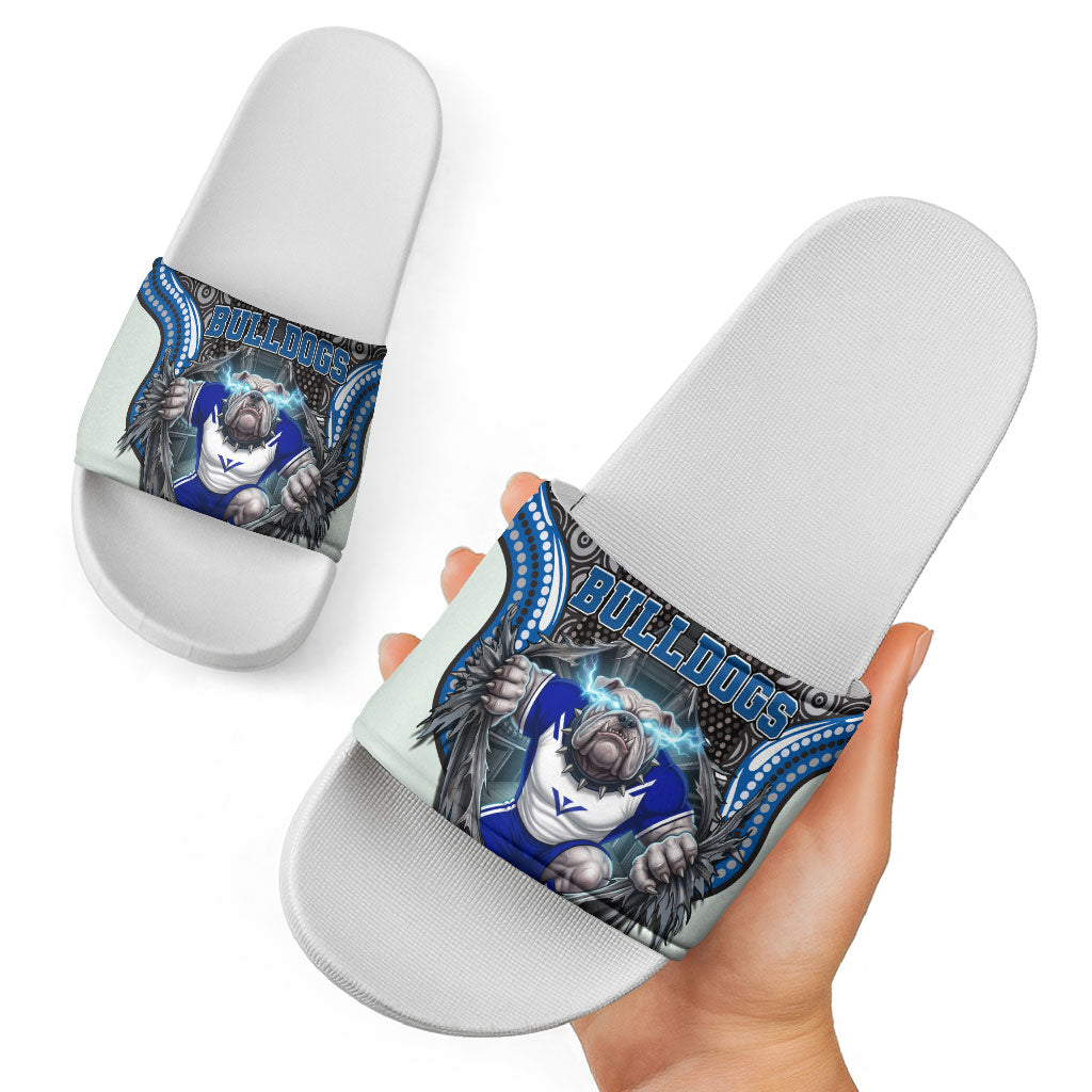 Canterbury Bankstown Bulldogs Rugby Slide Sandals The Scream of Lightning Eyes - Indigenous Dot Ripping Effect