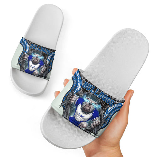 Canterbury Bankstown Bulldogs Rugby Slide Sandals The Scream of Lightning Eyes - Indigenous Dot Ripping Effect