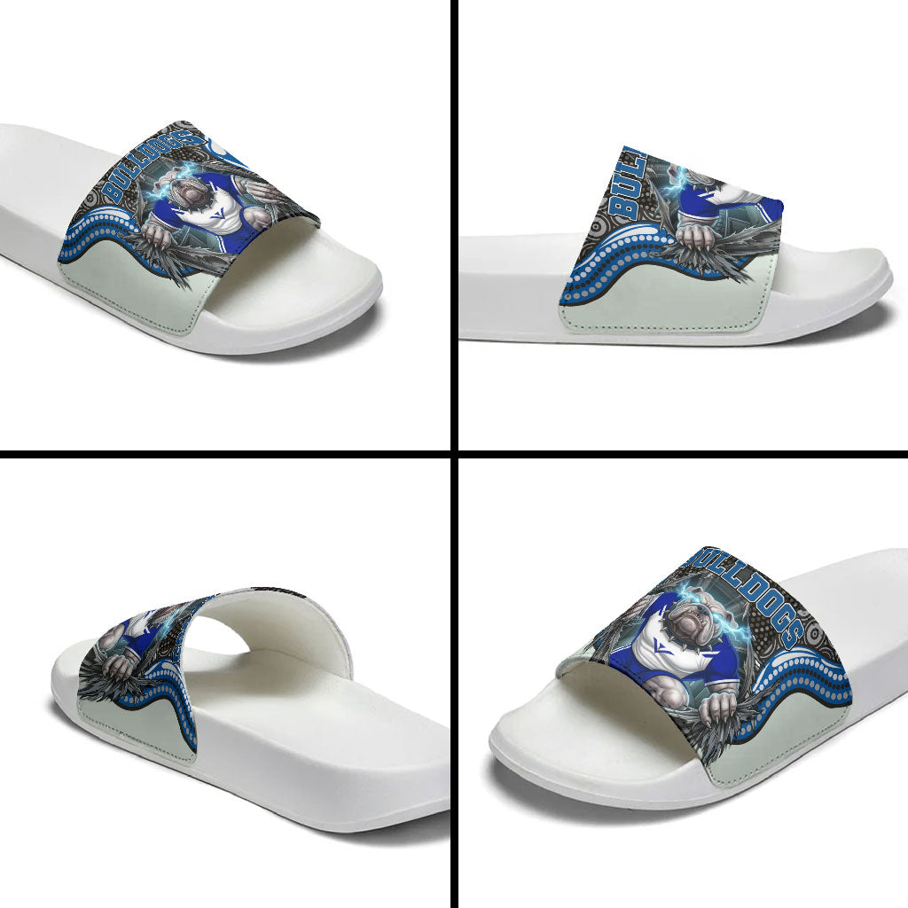 Canterbury Bankstown Bulldogs Rugby Slide Sandals The Scream of Lightning Eyes - Indigenous Dot Ripping Effect