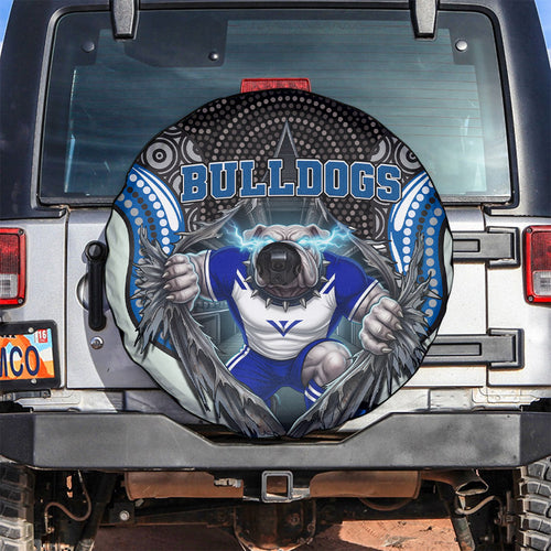 Canterbury Bankstown Bulldogs Rugby Spare Tire Cover The Scream of Lightning Eyes - Indigenous Dot Ripping Effect