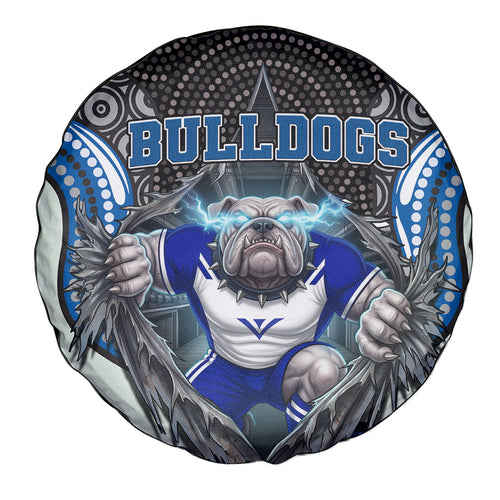 Canterbury Bankstown Bulldogs Rugby Spare Tire Cover The Scream of Lightning Eyes - Indigenous Dot Ripping Effect