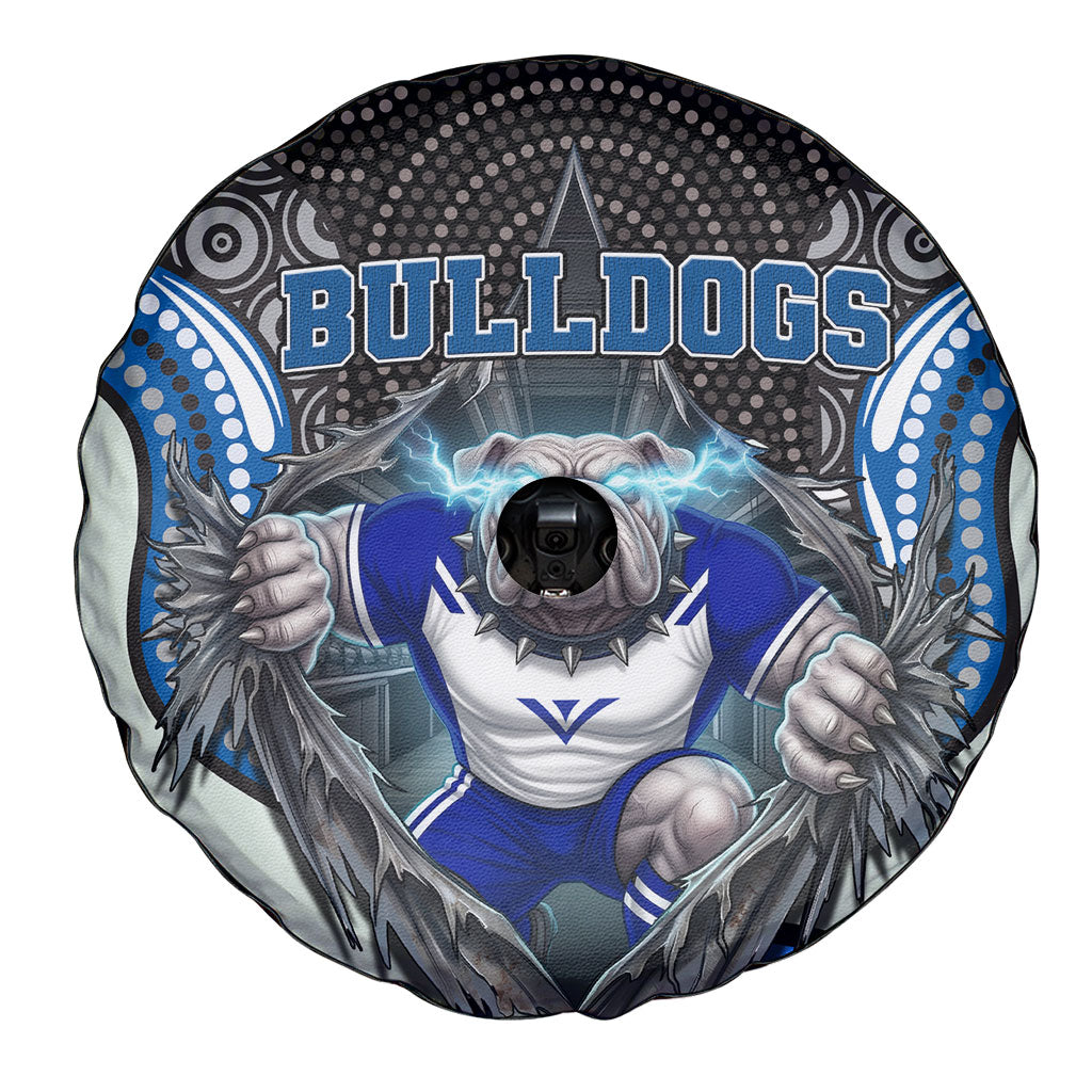 Canterbury Bankstown Bulldogs Rugby Spare Tire Cover The Scream of Lightning Eyes - Indigenous Dot Ripping Effect