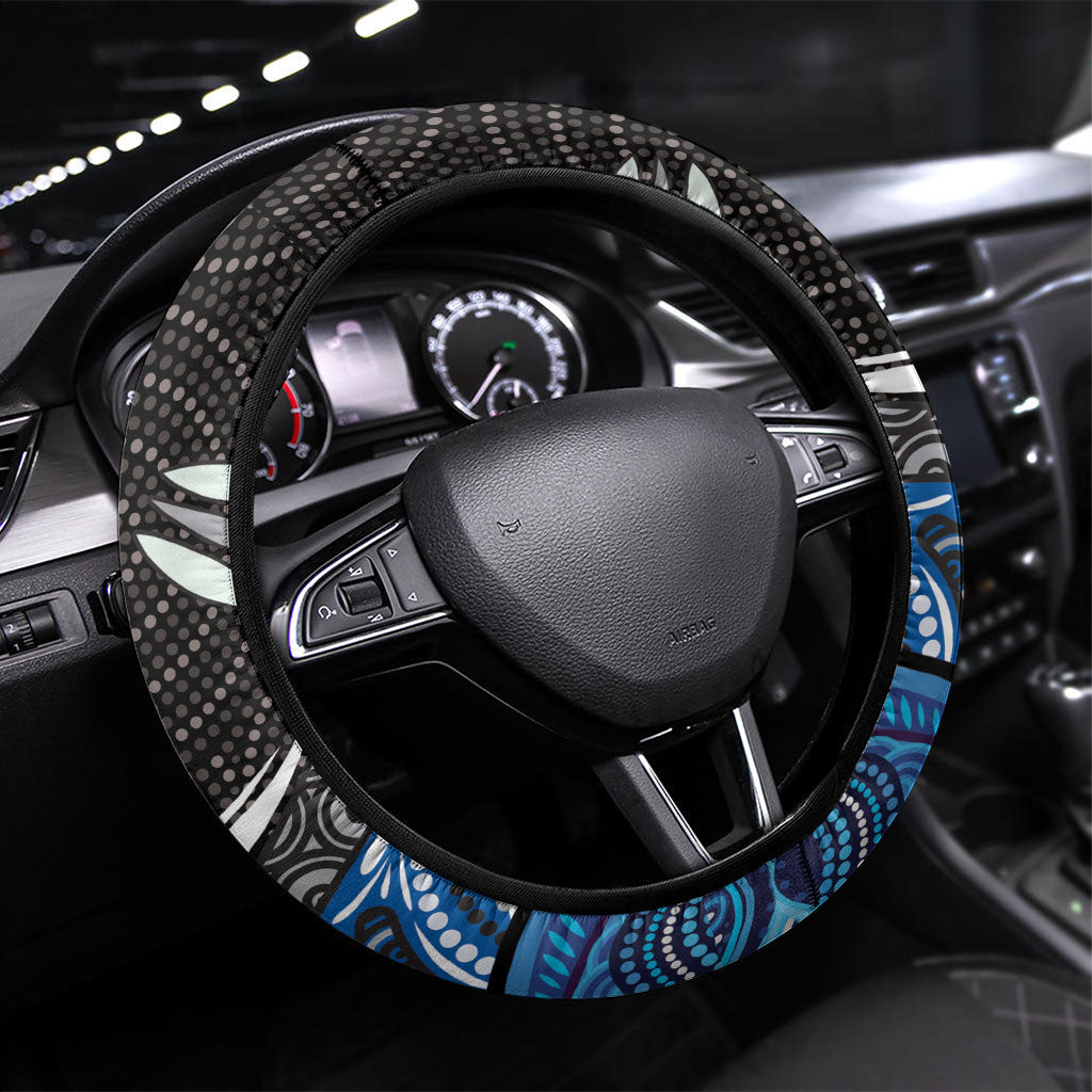 Canterbury Bankstown Bulldogs Rugby Steering Wheel Cover The Scream of Lightning Eyes - Indigenous Dot Ripping Effect