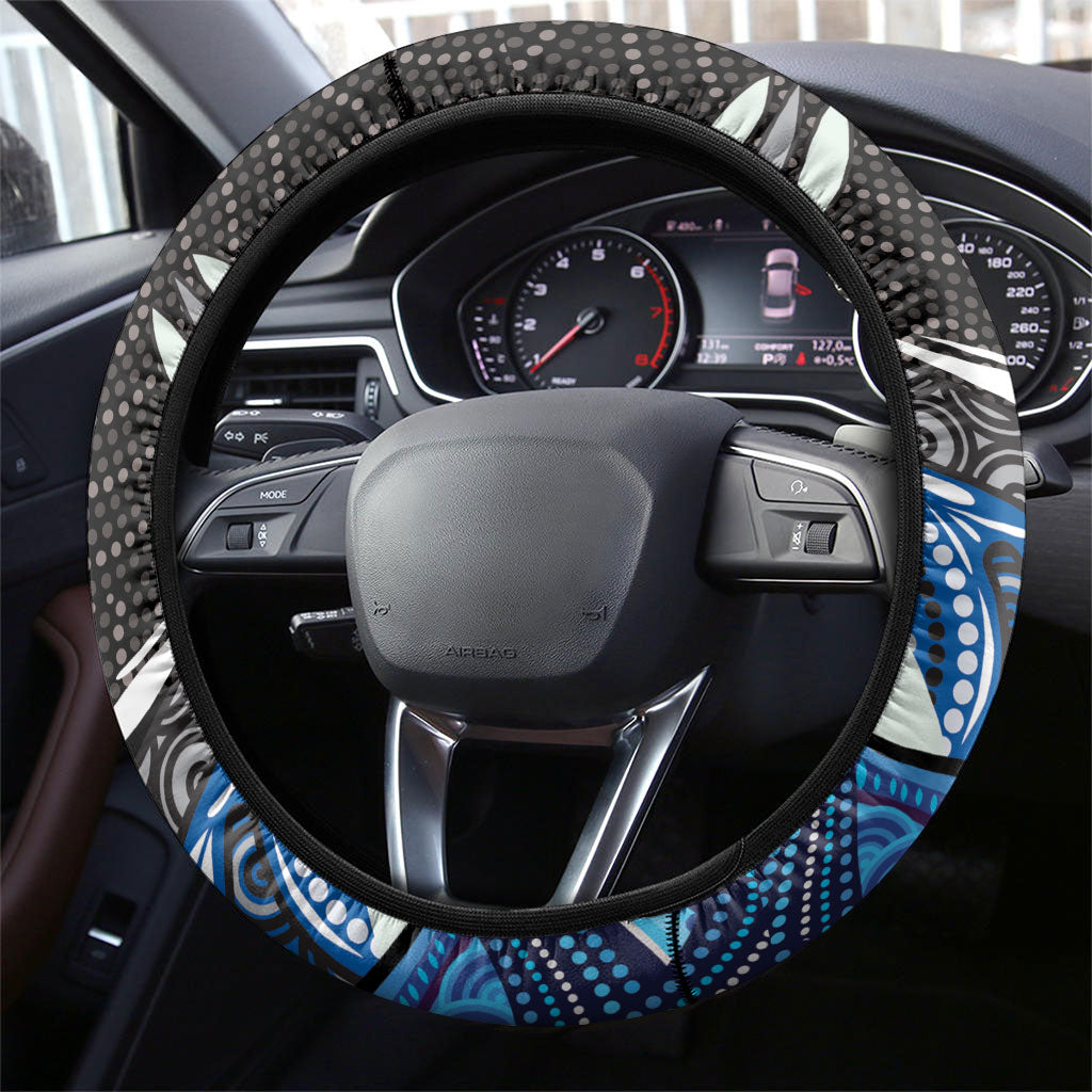 Canterbury Bankstown Bulldogs Rugby Steering Wheel Cover The Scream of Lightning Eyes - Indigenous Dot Ripping Effect