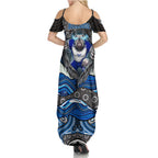 Canterbury Bankstown Bulldogs Rugby Summer Maxi Dress The Scream of Lightning Eyes - Indigenous Dot Ripping Effect