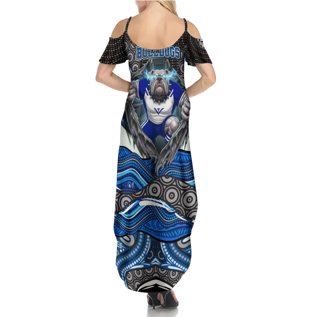 Canterbury Bankstown Bulldogs Rugby Summer Maxi Dress The Scream of Lightning Eyes - Indigenous Dot Ripping Effect