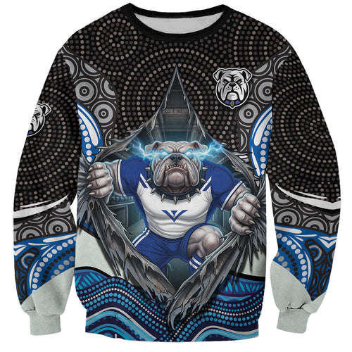 Canterbury Bankstown Bulldogs Rugby Sweatshirt The Scream of Lightning Eyes - Indigenous Dot Ripping Effect