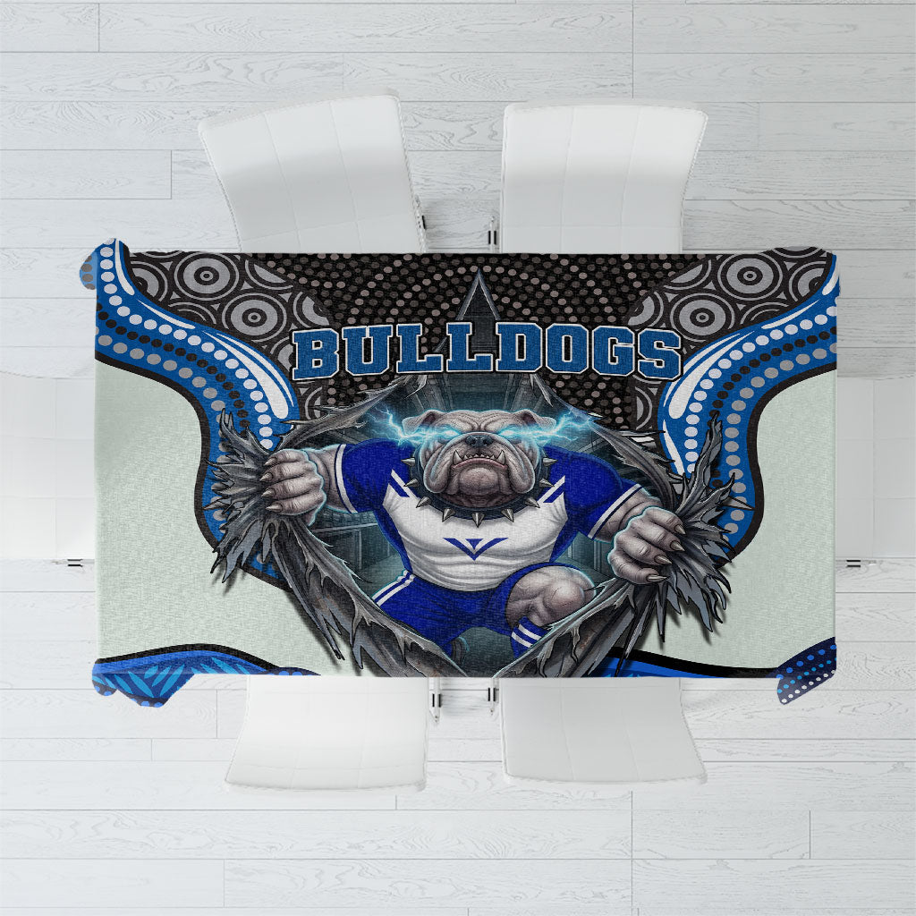 Canterbury Bankstown Bulldogs Rugby Tablecloth The Scream of Lightning Eyes - Indigenous Dot Ripping Effect