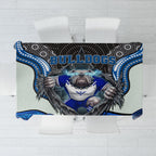 Canterbury Bankstown Bulldogs Rugby Tablecloth The Scream of Lightning Eyes - Indigenous Dot Ripping Effect