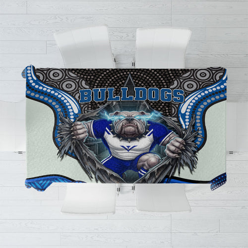 Canterbury Bankstown Bulldogs Rugby Tablecloth The Scream of Lightning Eyes - Indigenous Dot Ripping Effect