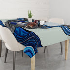 Canterbury Bankstown Bulldogs Rugby Tablecloth The Scream of Lightning Eyes - Indigenous Dot Ripping Effect