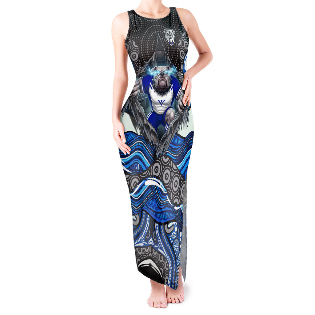 Canterbury Bankstown Bulldogs Rugby Tank Maxi Dress The Scream of Lightning Eyes - Indigenous Dot Ripping Effect
