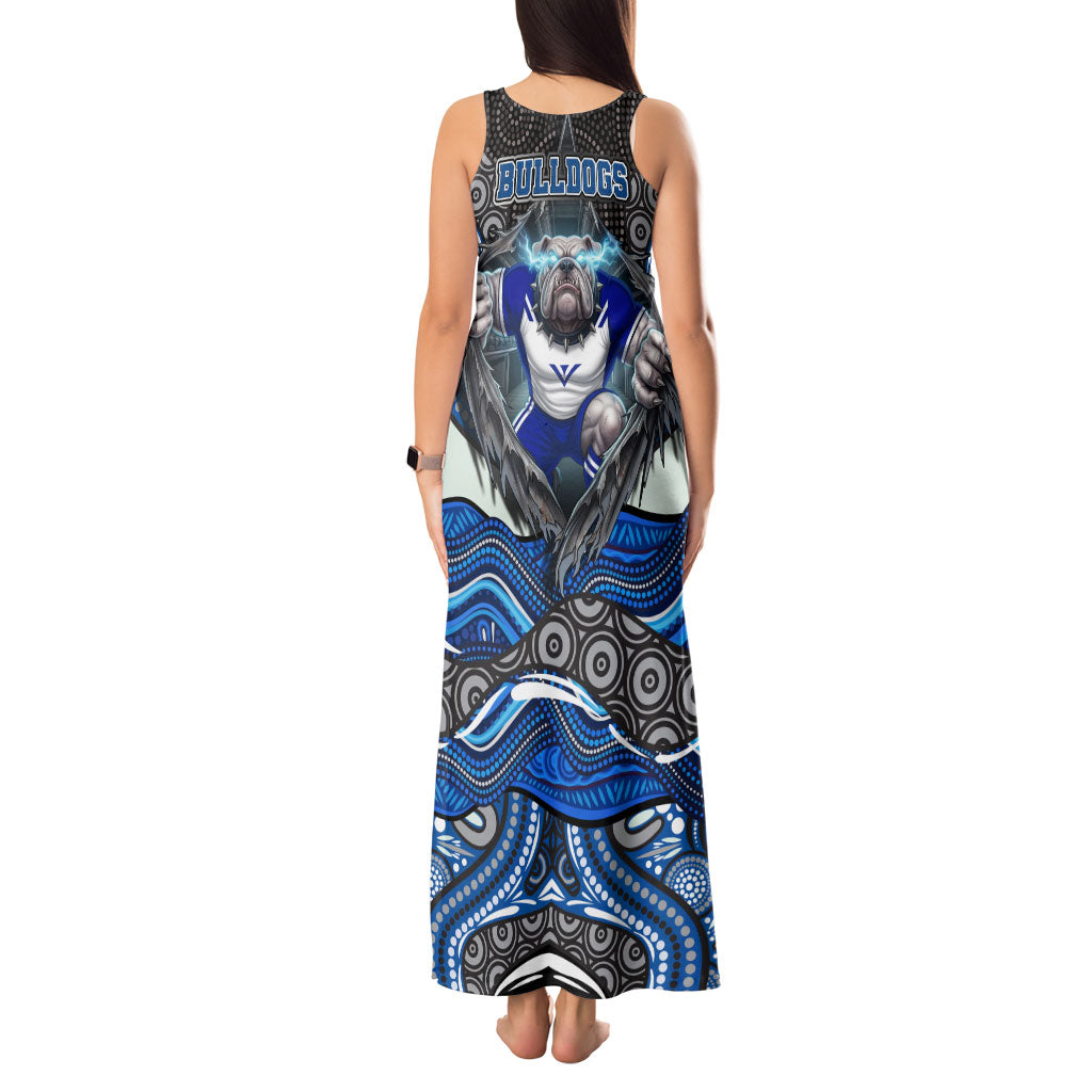 Canterbury Bankstown Bulldogs Rugby Tank Maxi Dress The Scream of Lightning Eyes - Indigenous Dot Ripping Effect