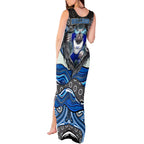 Canterbury Bankstown Bulldogs Rugby Tank Maxi Dress The Scream of Lightning Eyes - Indigenous Dot Ripping Effect