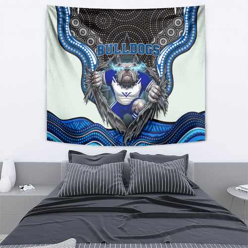 Canterbury Bankstown Bulldogs Rugby Tapestry The Scream of Lightning Eyes - Indigenous Dot Ripping Effect