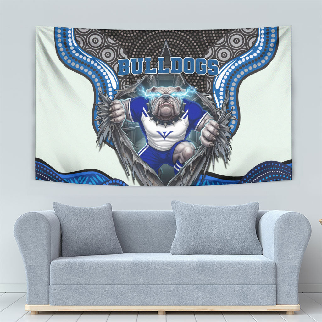 Canterbury Bankstown Bulldogs Rugby Tapestry The Scream of Lightning Eyes - Indigenous Dot Ripping Effect