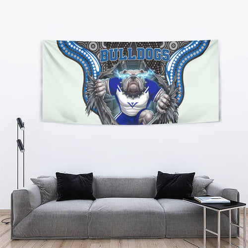 Canterbury Bankstown Bulldogs Rugby Tapestry The Scream of Lightning Eyes - Indigenous Dot Ripping Effect