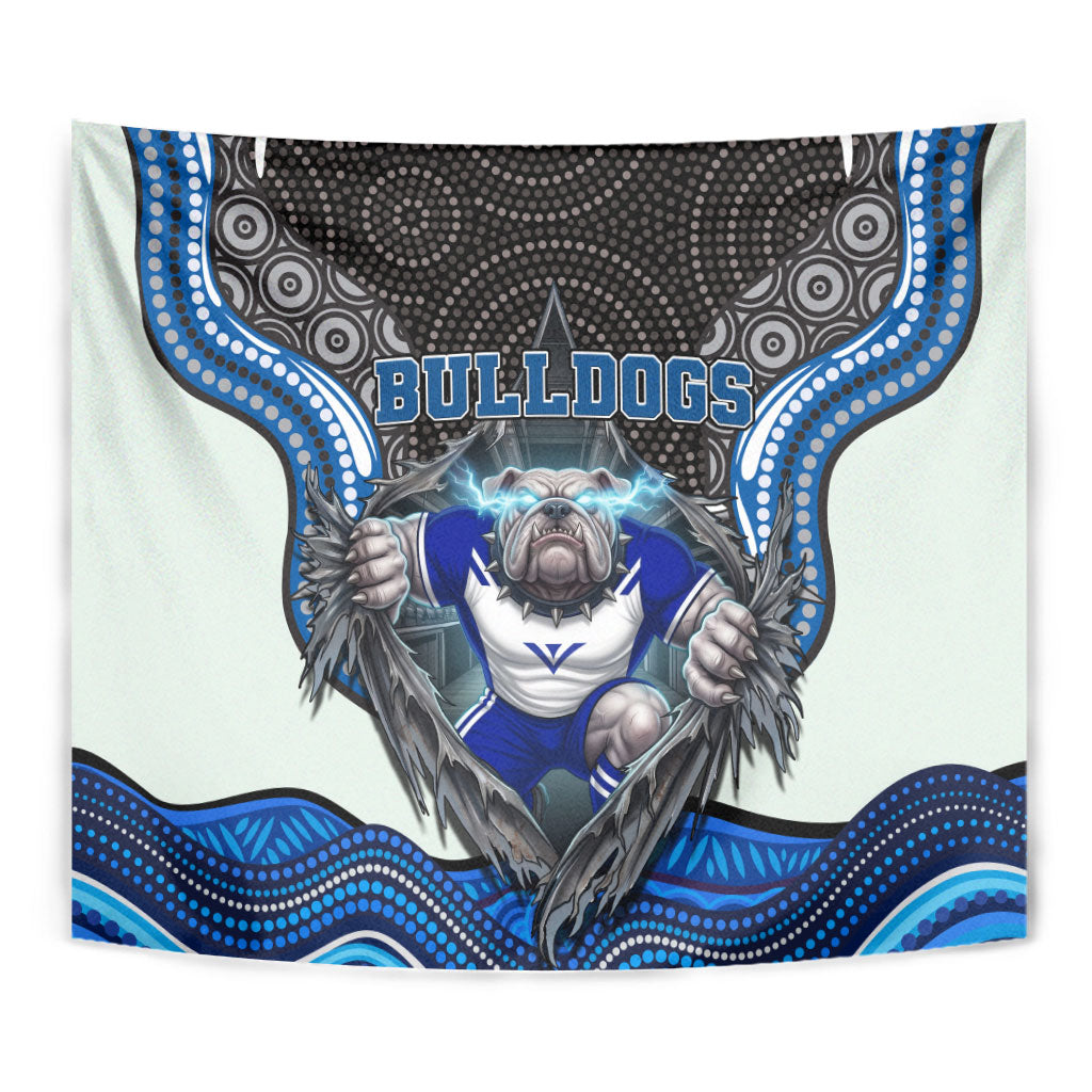 Canterbury Bankstown Bulldogs Rugby Tapestry The Scream of Lightning Eyes - Indigenous Dot Ripping Effect