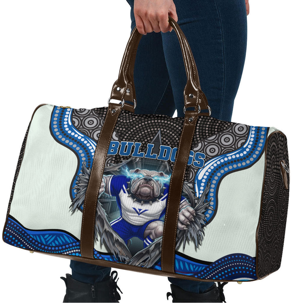 Canterbury Bankstown Bulldogs Rugby Travel Bag The Scream of Lightning Eyes - Indigenous Dot Ripping Effect