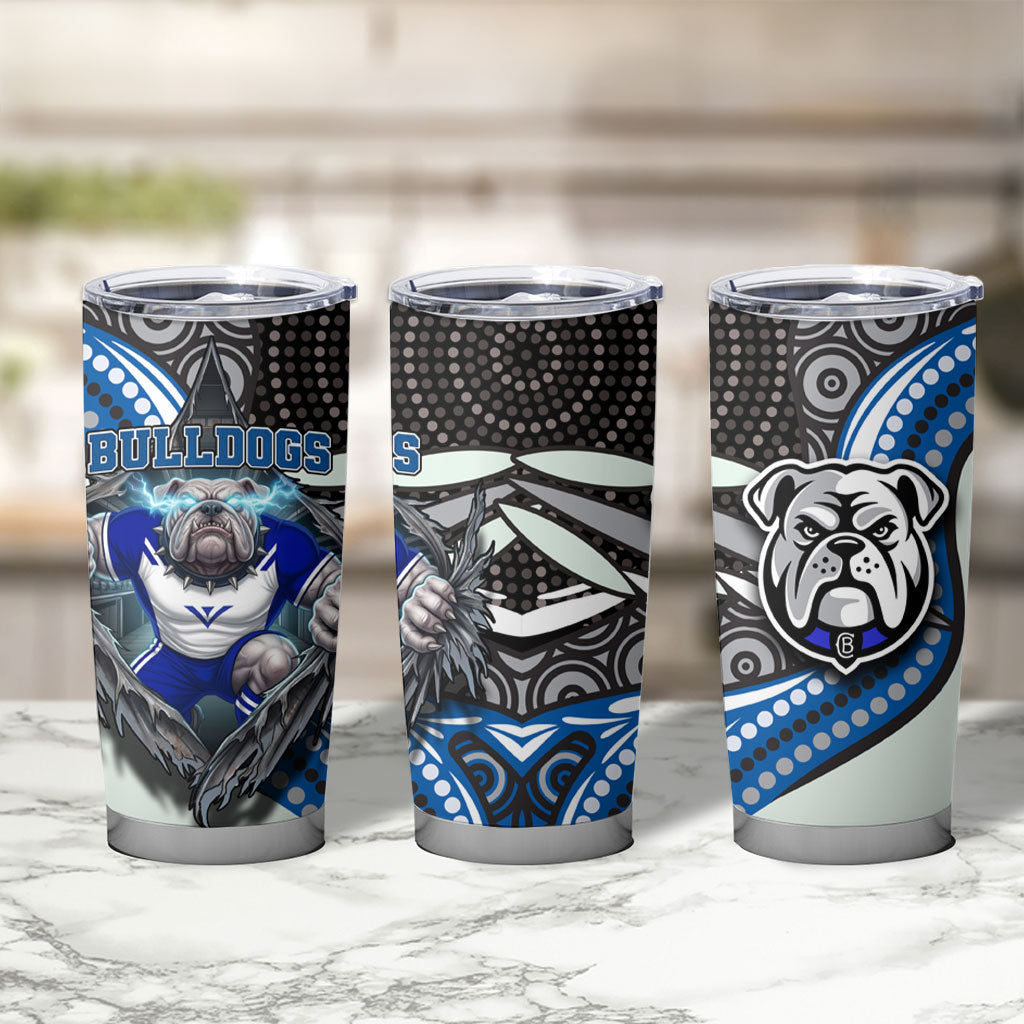 Canterbury Bankstown Bulldogs Rugby Tumbler Cup The Scream of Lightning Eyes - Indigenous Dot Ripping Effect