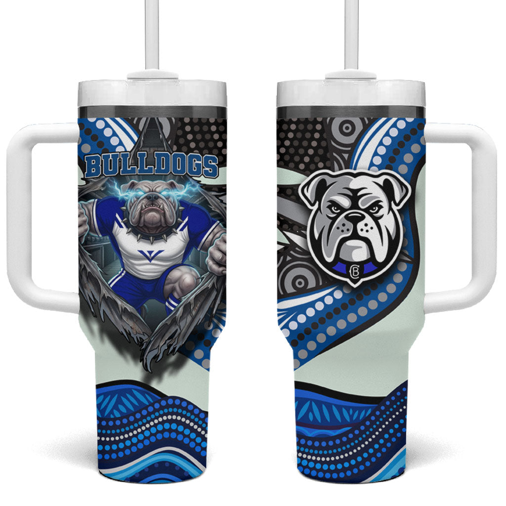 Canterbury Bankstown Bulldogs Rugby Tumbler With Handle The Scream of Lightning Eyes - Indigenous Dot Ripping Effect
