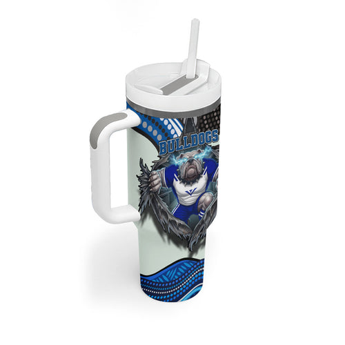 Canterbury Bankstown Bulldogs Rugby Tumbler With Handle The Scream of Lightning Eyes - Indigenous Dot Ripping Effect