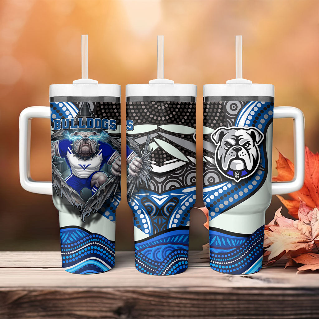 Canterbury Bankstown Bulldogs Rugby Tumbler With Handle The Scream of Lightning Eyes - Indigenous Dot Ripping Effect