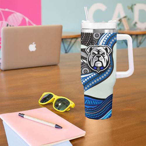 Canterbury Bankstown Bulldogs Rugby Tumbler With Handle The Scream of Lightning Eyes - Indigenous Dot Ripping Effect