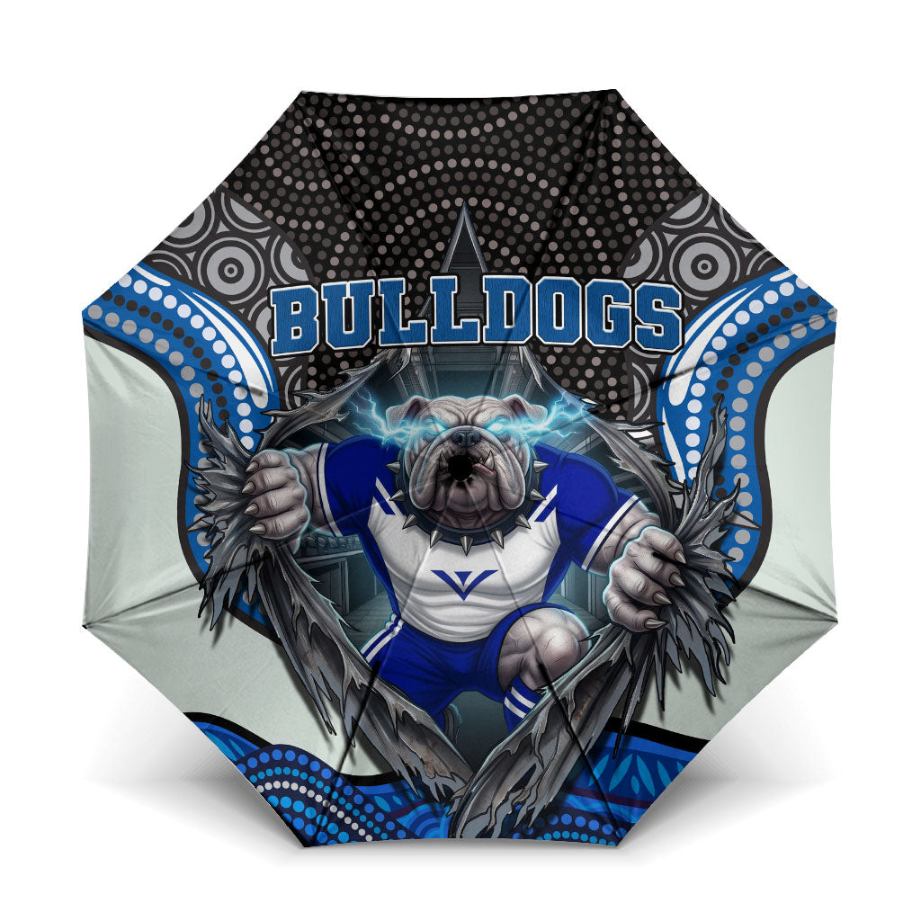 Canterbury Bankstown Bulldogs Rugby Umbrella The Scream of Lightning Eyes - Indigenous Dot Ripping Effect