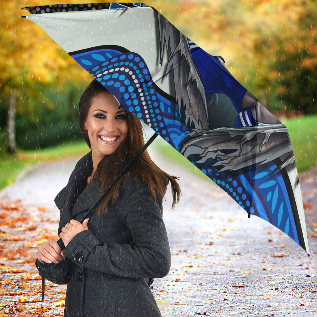 Canterbury Bankstown Bulldogs Rugby Umbrella The Scream of Lightning Eyes - Indigenous Dot Ripping Effect
