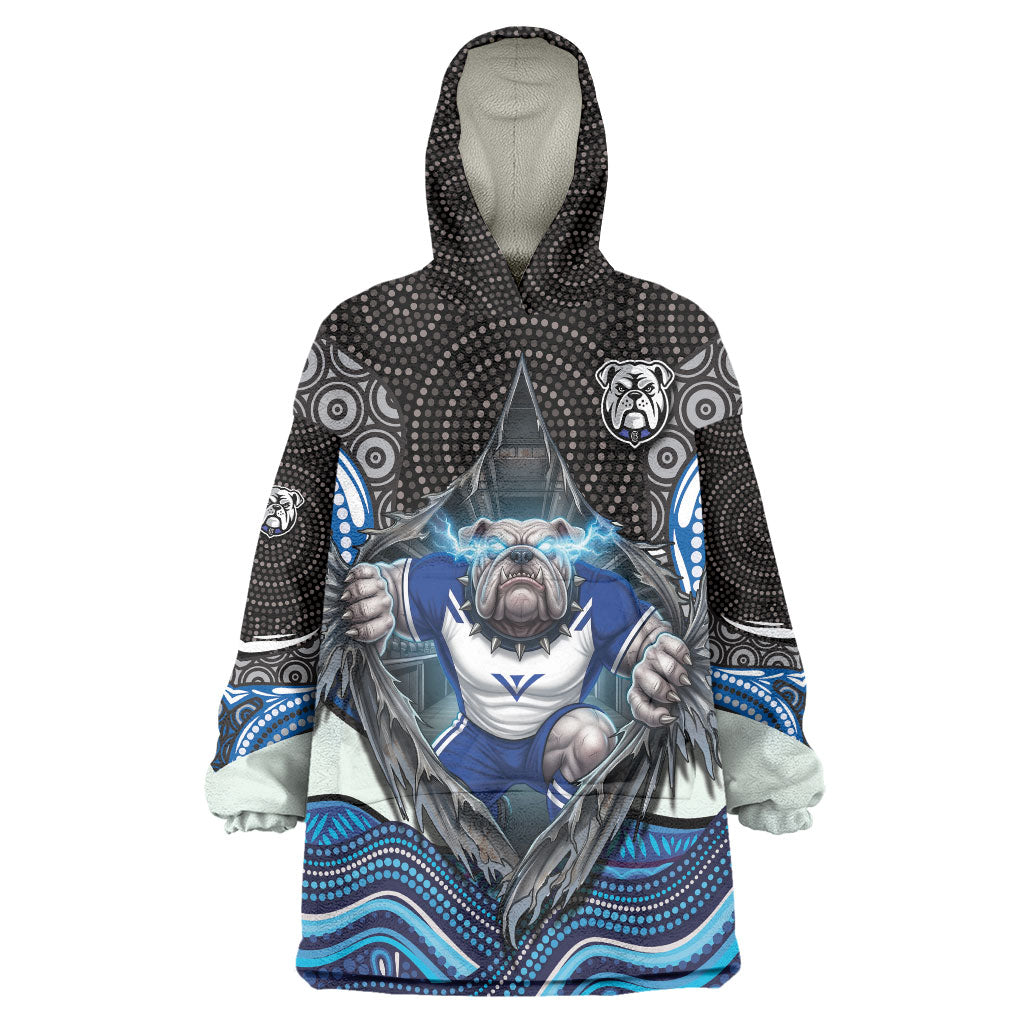 Canterbury Bankstown Bulldogs Rugby Wearable Blanket Hoodie The Scream of Lightning Eyes - Indigenous Dot Ripping Effect