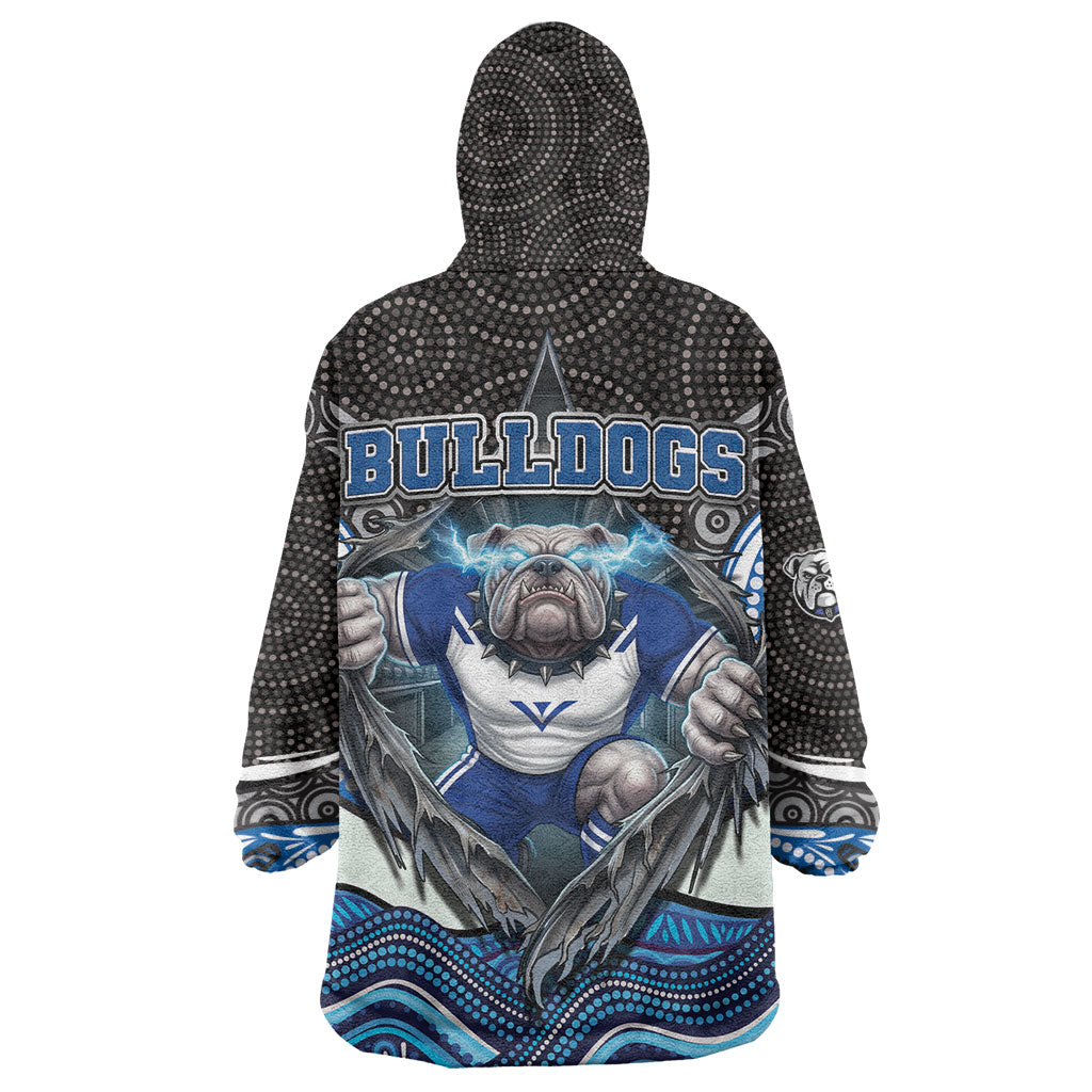 Canterbury Bankstown Bulldogs Rugby Wearable Blanket Hoodie The Scream of Lightning Eyes - Indigenous Dot Ripping Effect