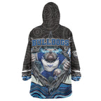 Canterbury Bankstown Bulldogs Rugby Wearable Blanket Hoodie The Scream of Lightning Eyes - Indigenous Dot Ripping Effect