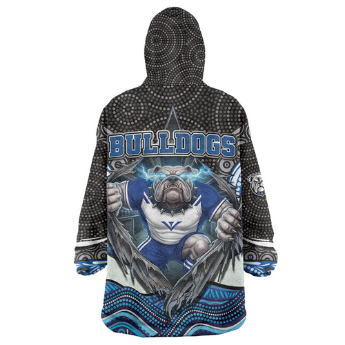 Canterbury Bankstown Bulldogs Rugby Wearable Blanket Hoodie The Scream of Lightning Eyes - Indigenous Dot Ripping Effect