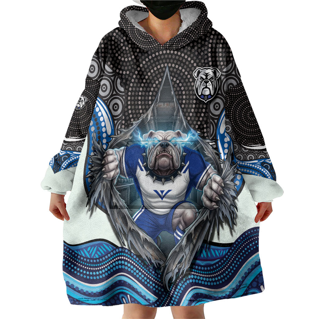 Canterbury Bankstown Bulldogs Rugby Wearable Blanket Hoodie The Scream of Lightning Eyes - Indigenous Dot Ripping Effect